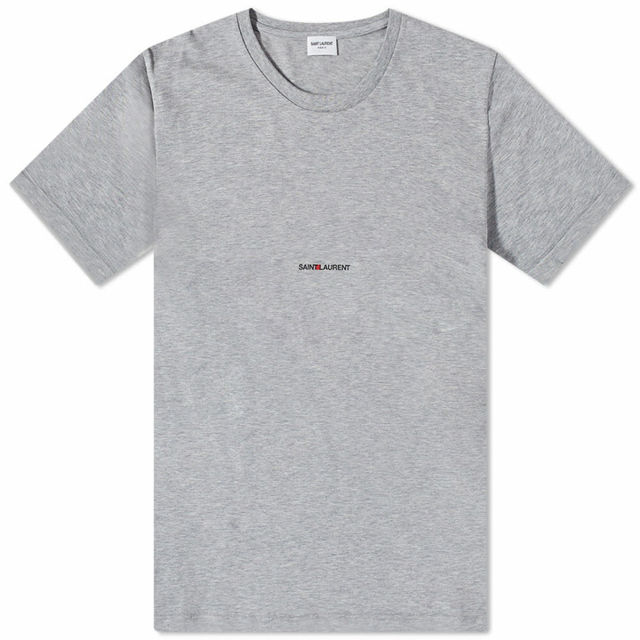 Photo: Saint Laurent Men's Classic Archive Logo T-Shirt in Grey Marl