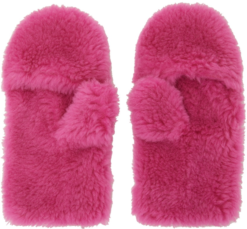 Yves Salomon - Meteo Pink Shearling Mittens