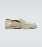Christian Louboutin - Penny No Back suede and croc-effect loafers
