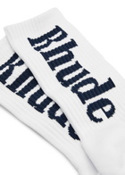 Rhude Logo-intarsia Cotton-blend Socks - White - One Size