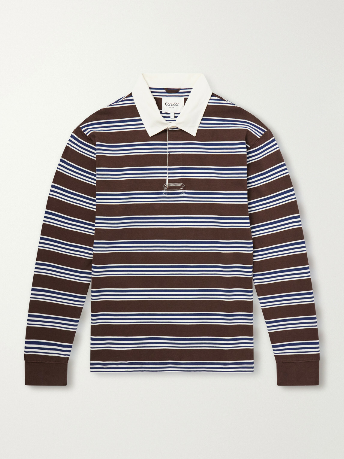 Corridor - Striped Cotton-Jersey Polo Shirt - Brown