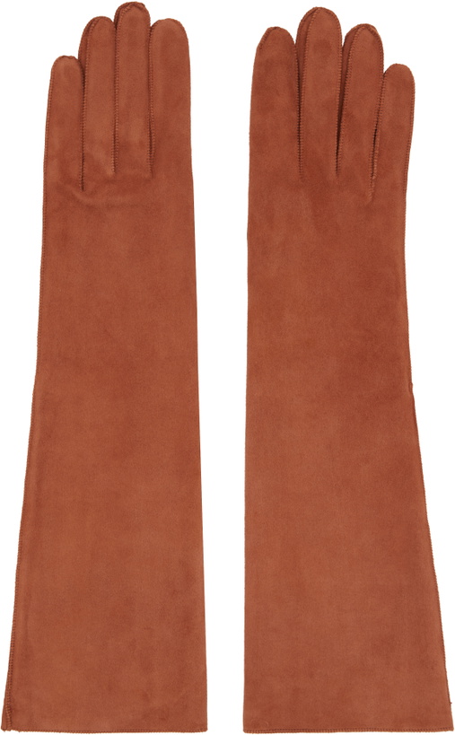 Photo: Lanvin Brown Long Slim Suede Gloves