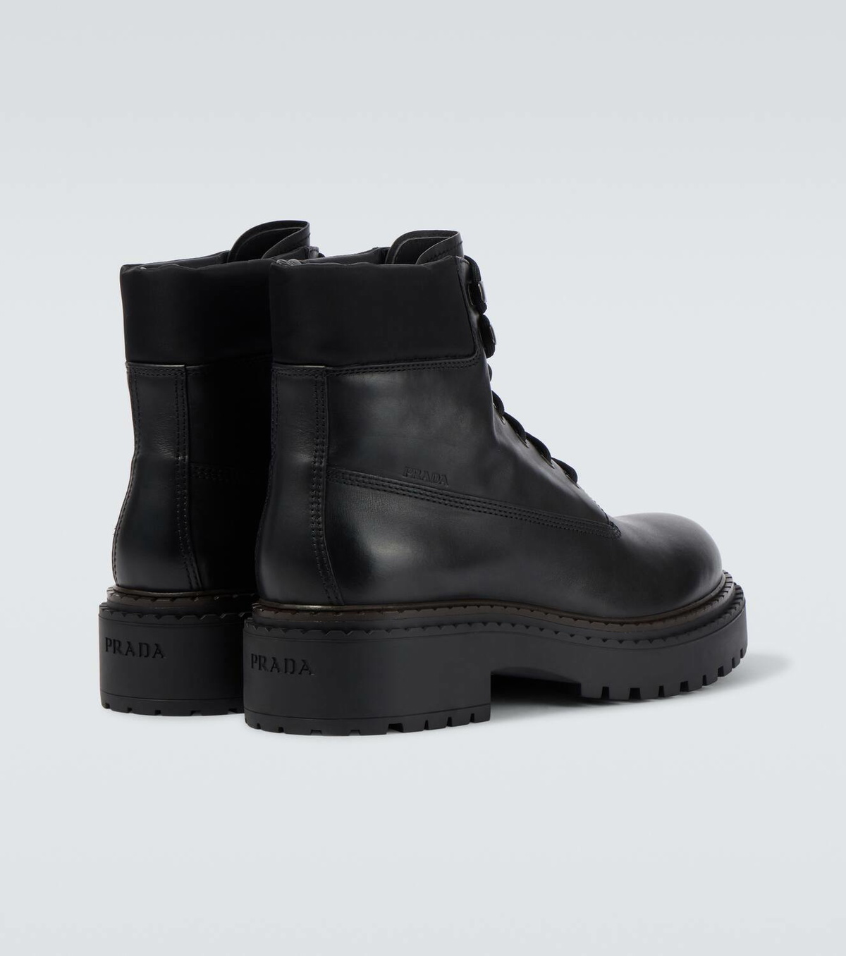 Prada Leather and Re-Nylon ankle boots