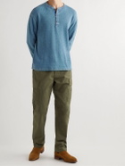 RRL - Textured-Cotton Henley T-Shirt - Blue