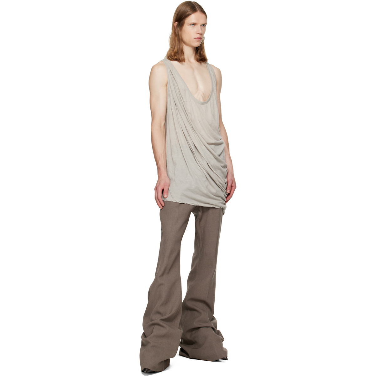 Rick Owens Off-White Tower Draped Pony Tank Top