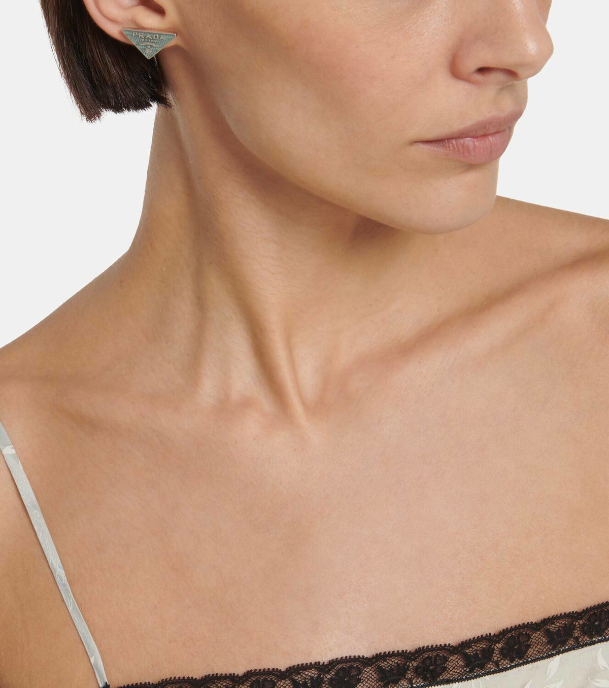 Prada Smalto embellished logo earrings