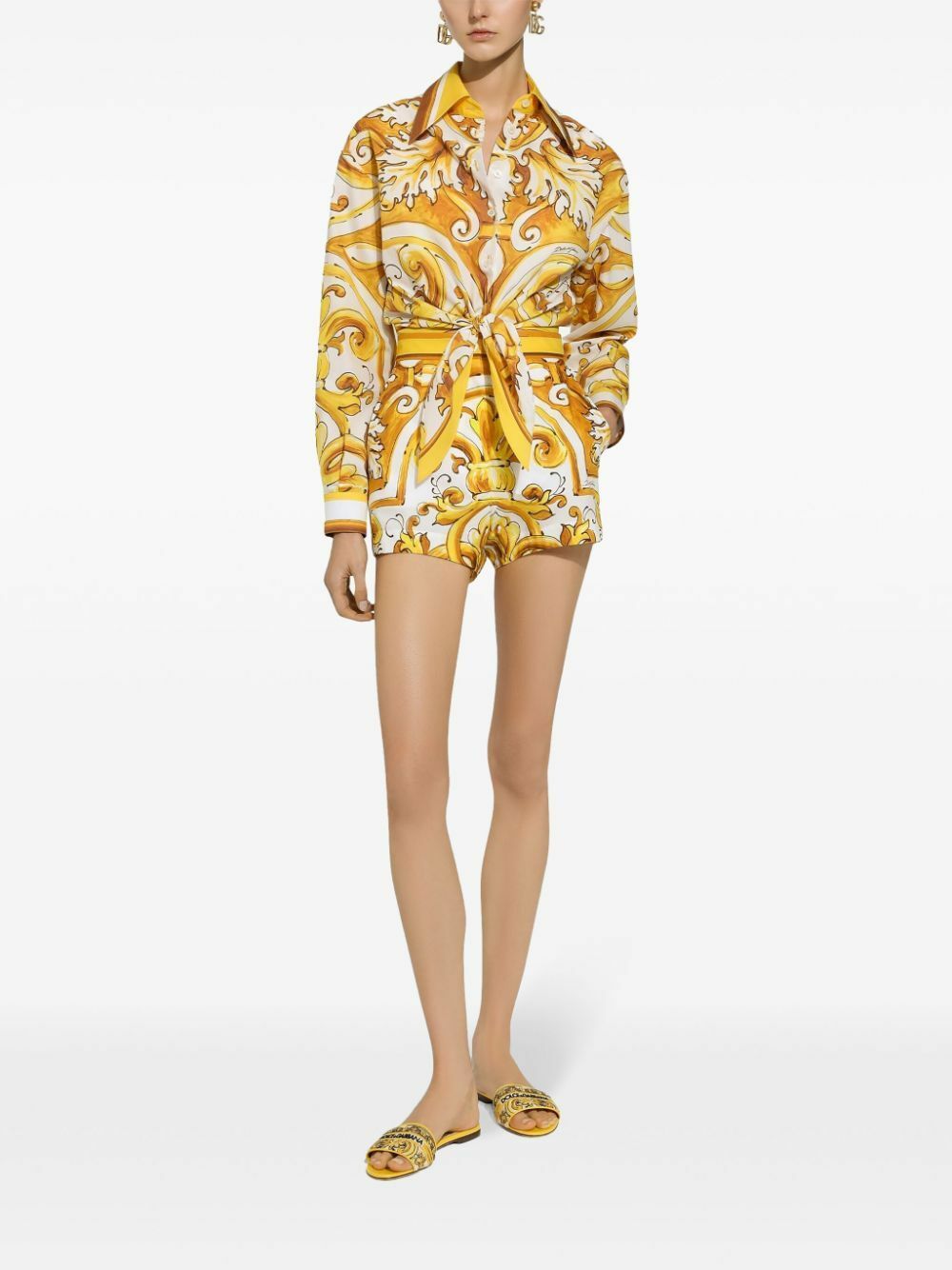 Dolce & Gabbana Majolica-Print Cropped Shirt