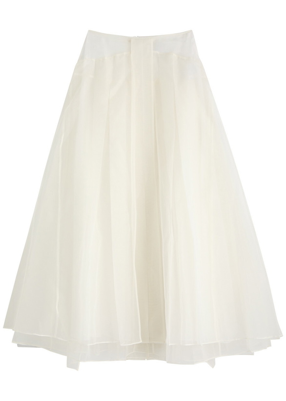 Photo: 16 Arlington Mae Panelled Silk-organza Midi Skirt White