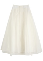16 Arlington Mae Panelled Silk-organza Midi Skirt White