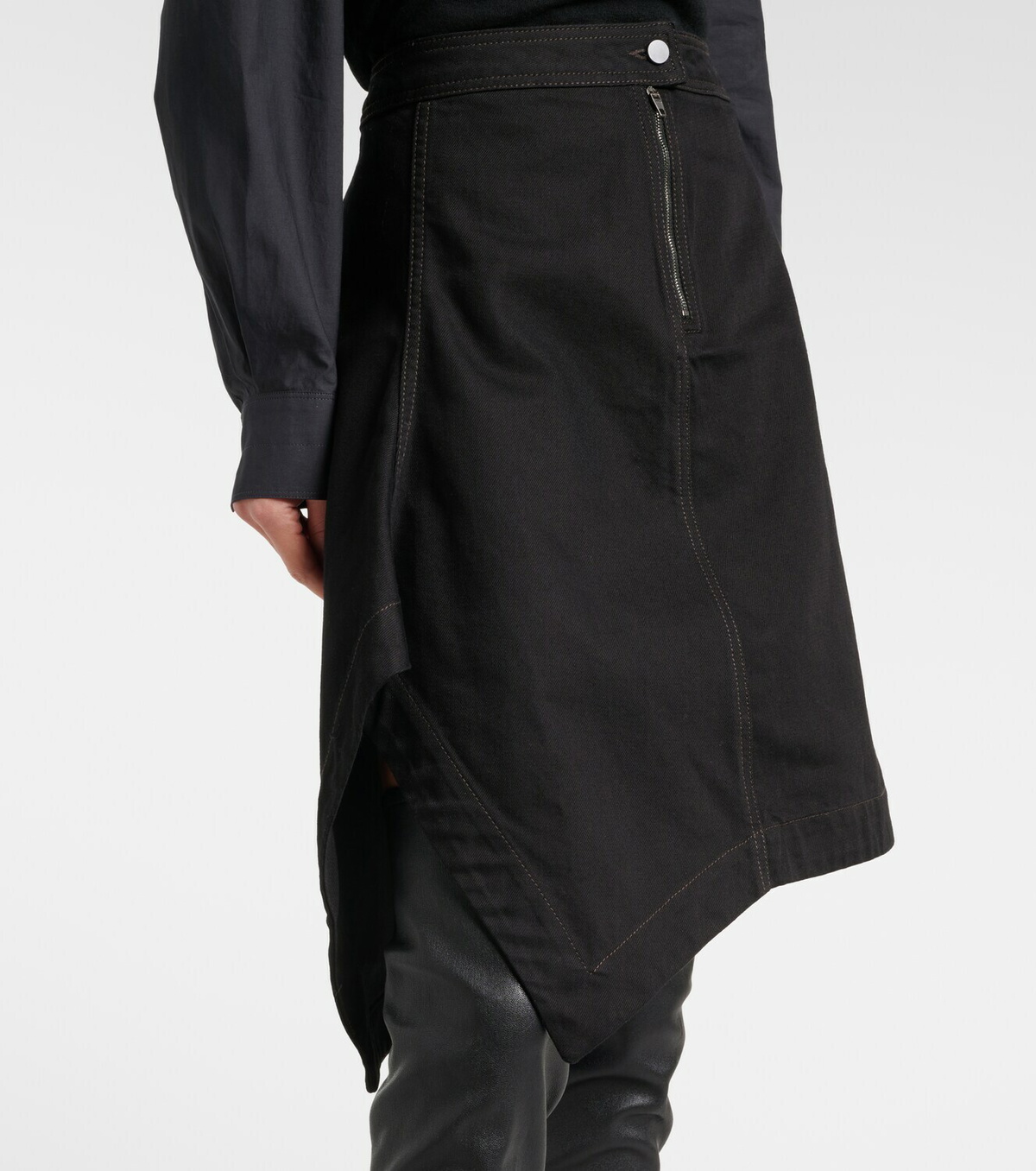 Lemaire Asymmetric denim midi skirt