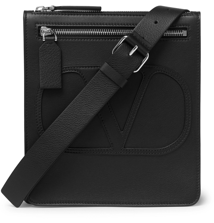 Photo: Valentino - Valentino Garavani Logo-Detailed Leather Messenger Bag - Black