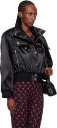 Marine Serre Black Satin Nylon Bomber Jacket