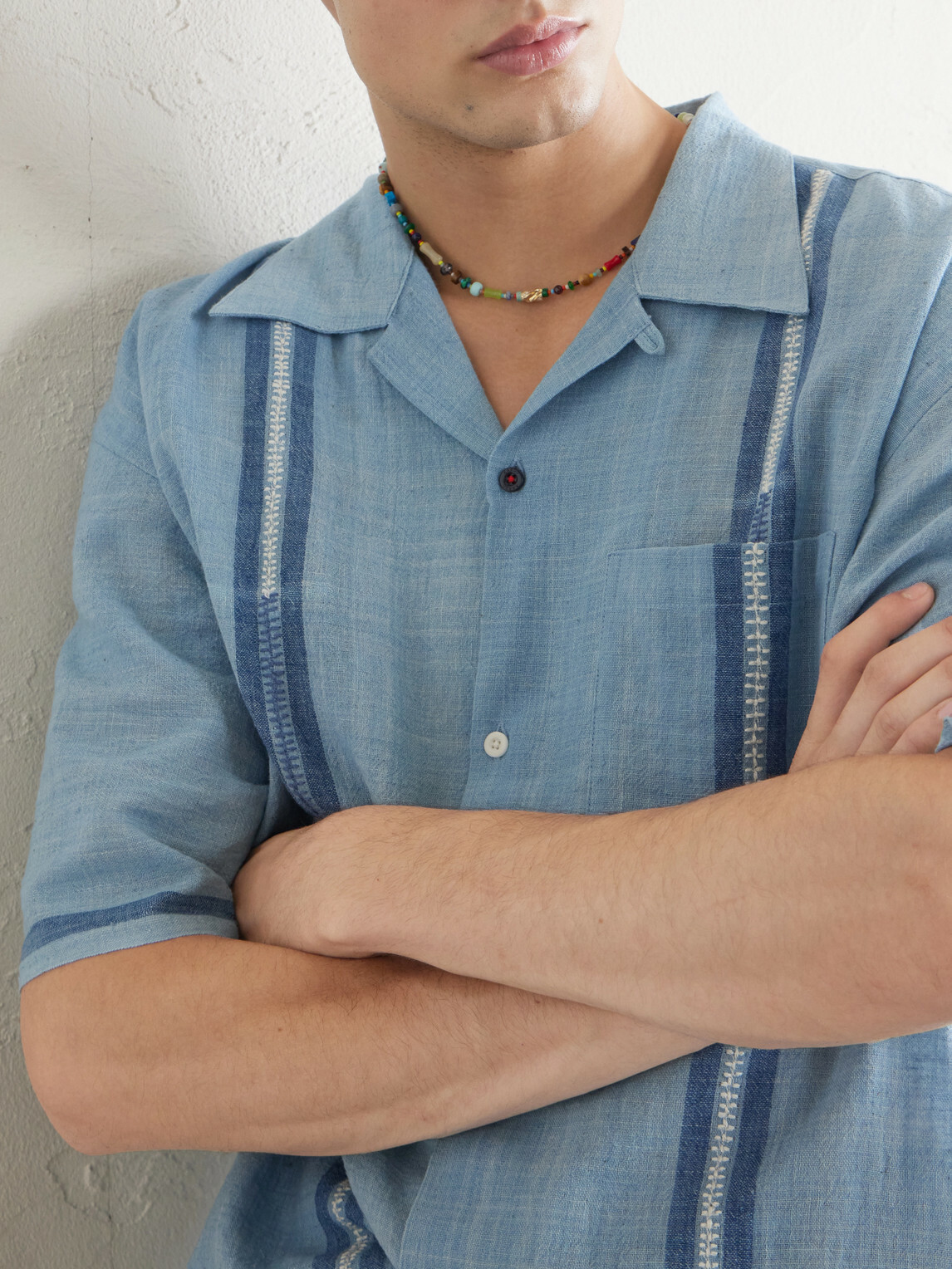 Kardo - Rohit Embroidered Cotton Shirt - Blue