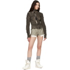 Rick Owens Taupe Tower Fog Boxer Leather Shorts
