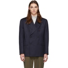 Maison Margiela Navy Wool Pinstripe Blazer