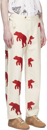 Bode White Bear Appliqué Trousers