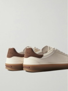 Loro Piana - Tennis Walk Suede-Trimmed Leather Sneakers - Neutrals