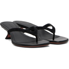 Amina Muaddi Black Juliette Thong Heeled Sandals