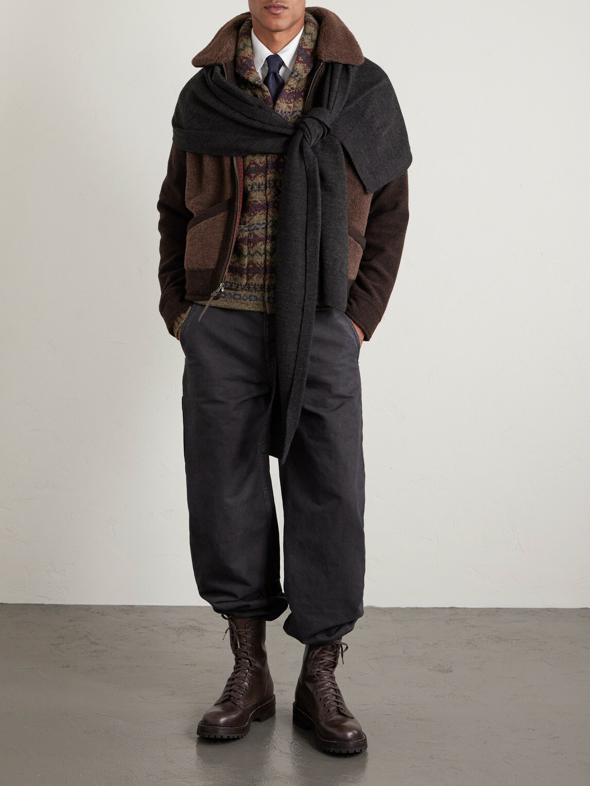 RRL - Shawl-Collar Fair Isle Wool Cardigan - Brown