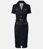 Self-Portrait Belted denim midi dress
