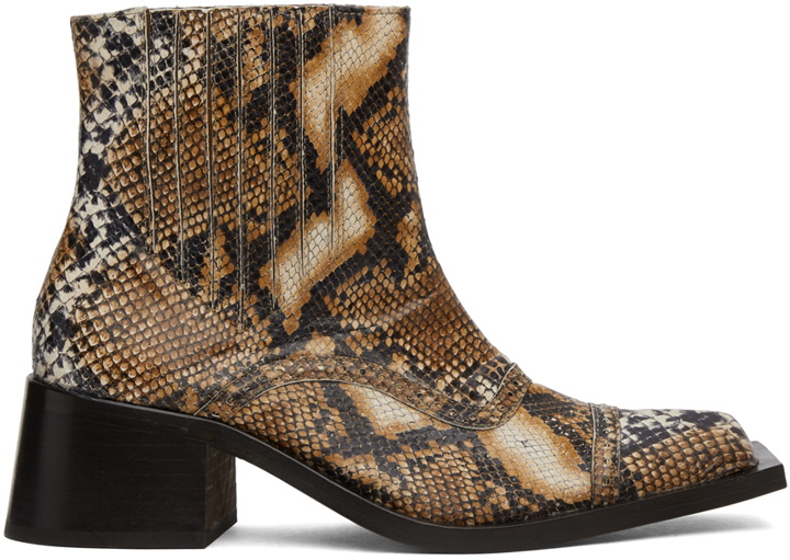 Photo: Martine Rose Brown Snake Cream Chelsea Boots