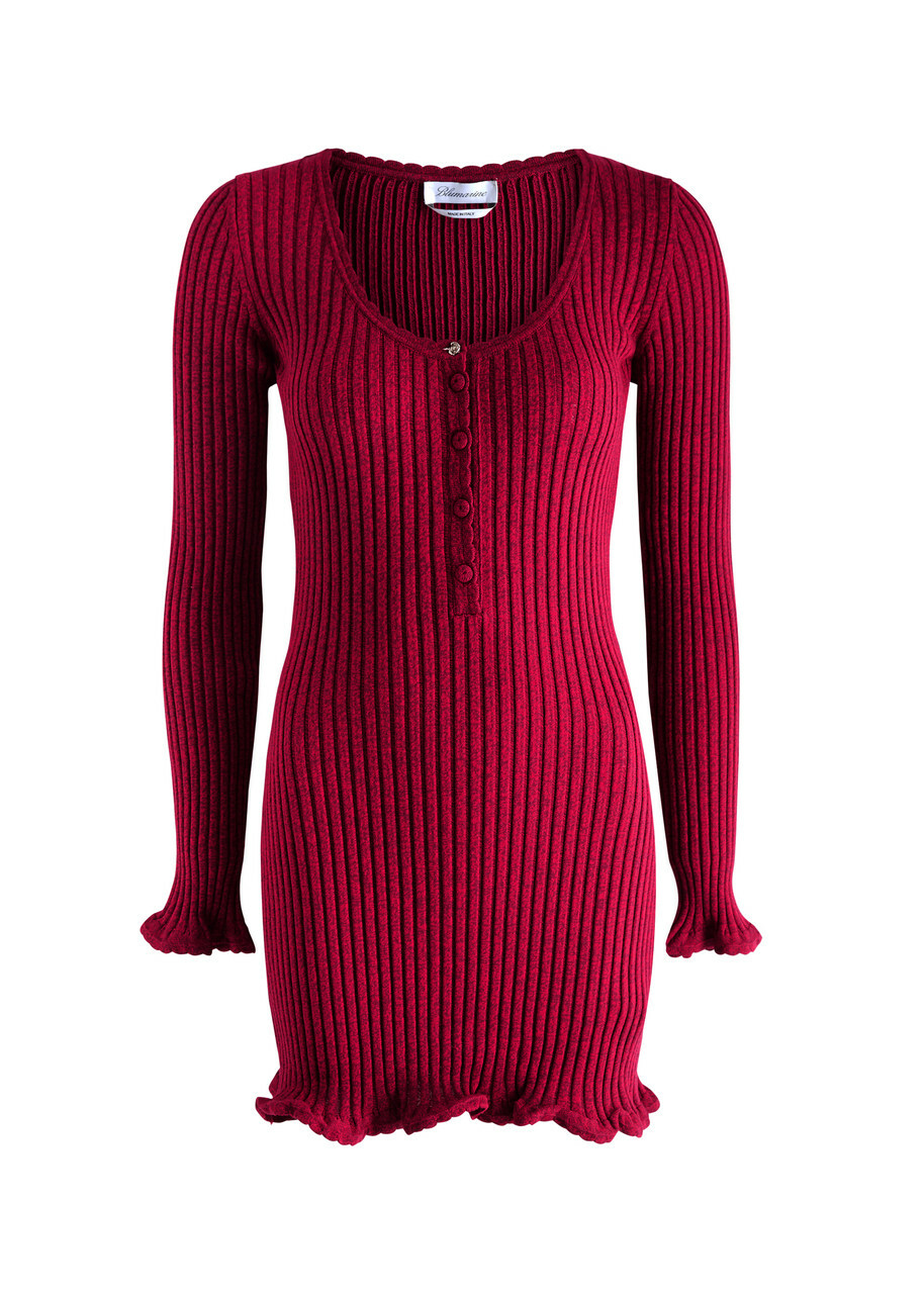 knee length dresses for ladies Motel Codami Sequin Knit Halter Neck Dress in burgundy-Red main image 1