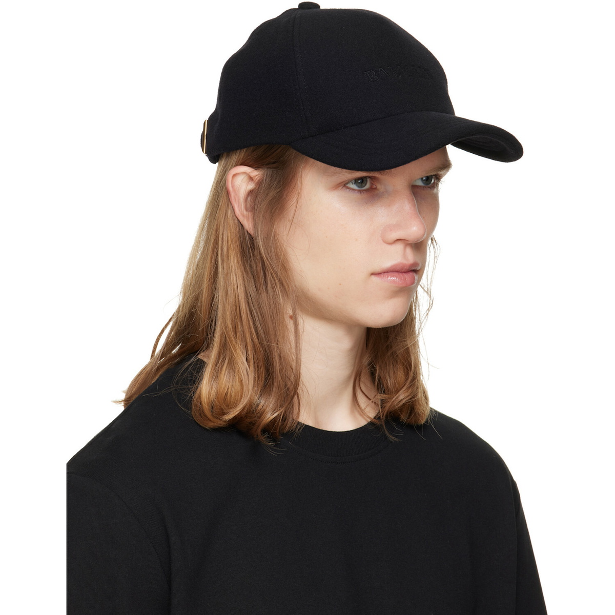 BALMAIN Black Wool Cap