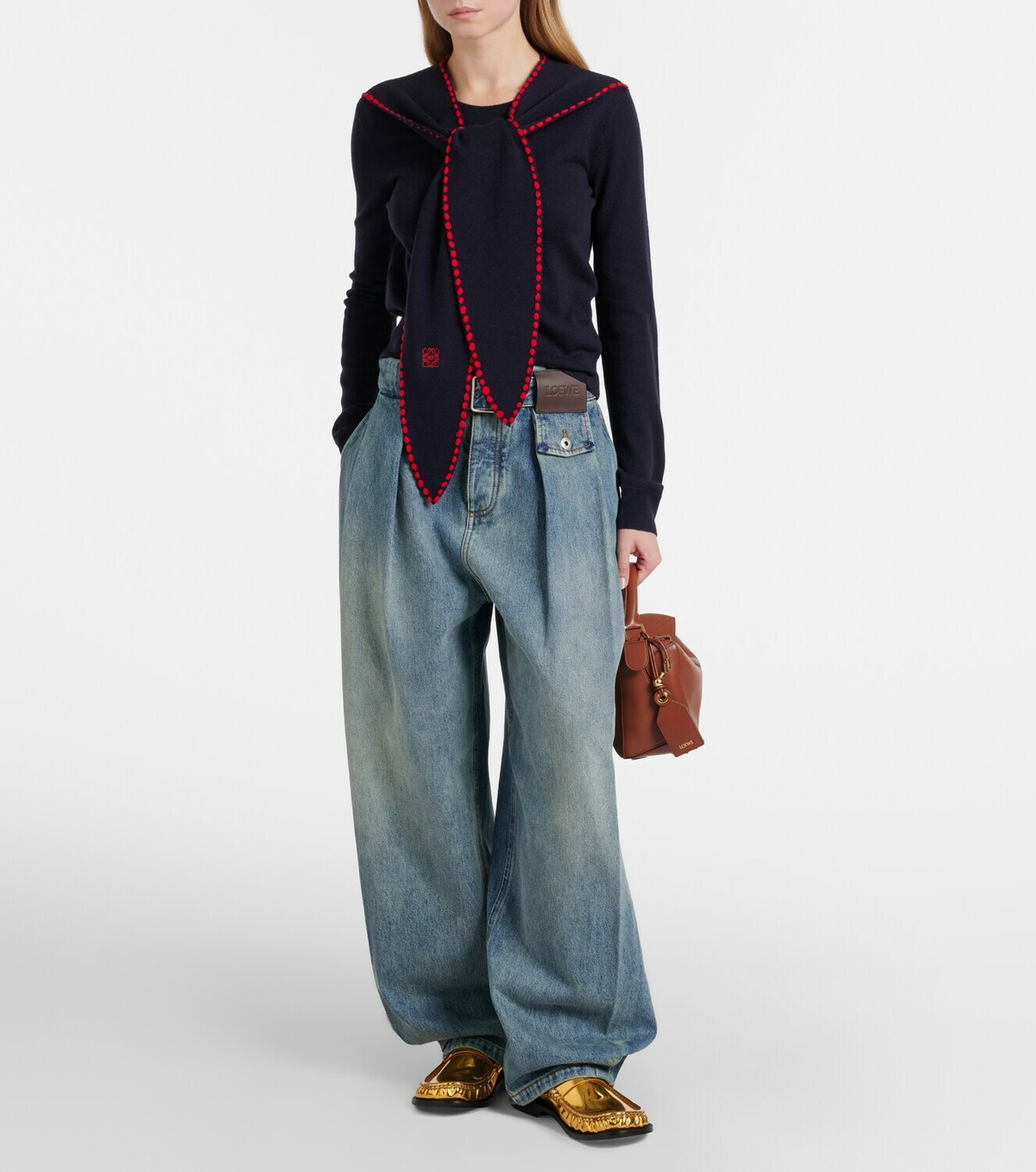 Loewe Scarf-detail wool sweater