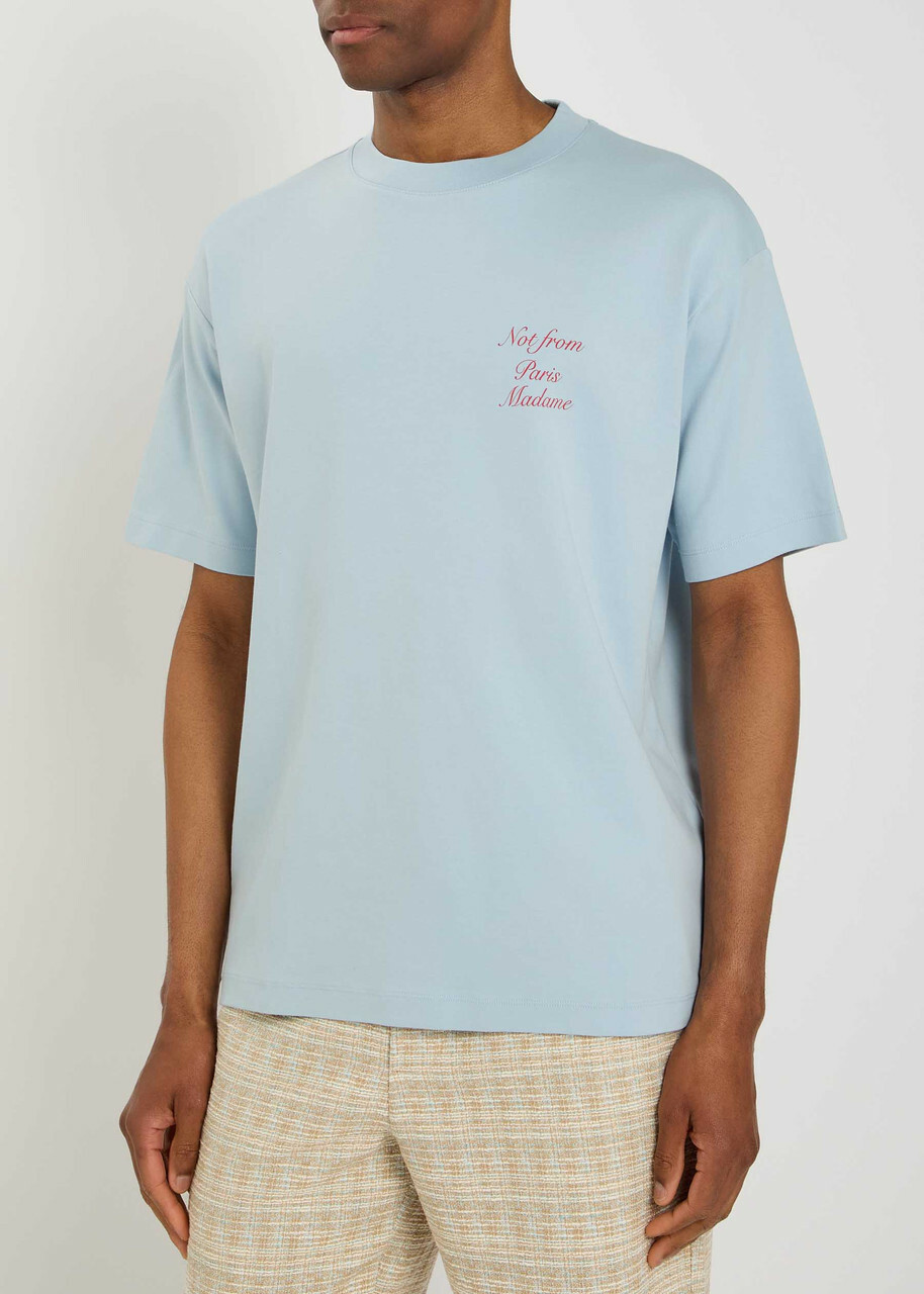 DRÔLE DE Monsieur Le T-shirt Slogan Logo-print Cotton T-shirt Light Blue