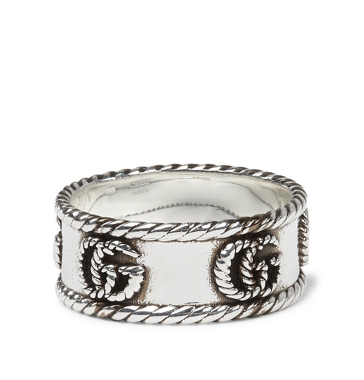 Photo: Gucci - Marmont Burnished Sterling Silver Ring - Silver