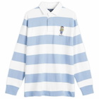 Polo Ralph Lauren Men's Varsity Bear Stripe Rugby Shirt in Campus Blue/White