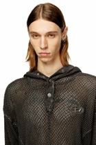 Diesel Fishnet hoodie with full-closure hood - Sweaters - Unisex - Black