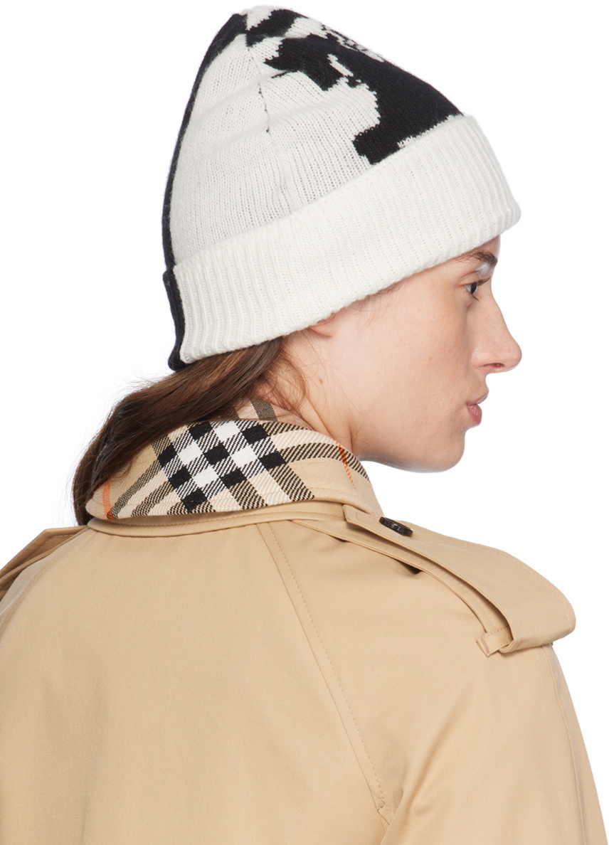 VIP【送料関税込】BURBERRY WOOL AND CASHMERE BLEND BEANIE Burberry Black & White EKD Cashmere Beanie Burberry
