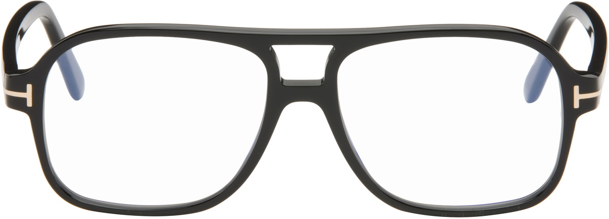 TOM FORD Black Navigator Blue Block Glasses
