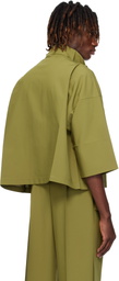 132 5. ISSEY MIYAKE Green Flat Tuck Jacket