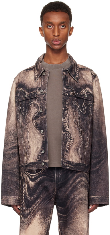 Photo: CAMPERLAB Pink Distorted Print Denim Jacket