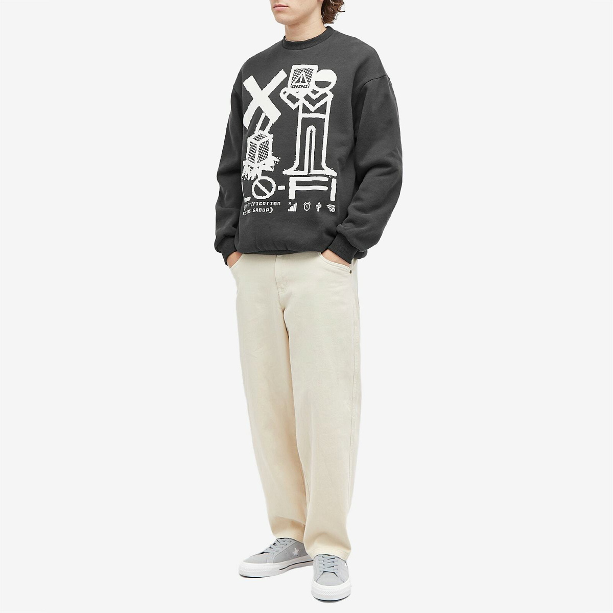 Lo-Fi Men's Identification Crew Sweatshirt in Washed Black