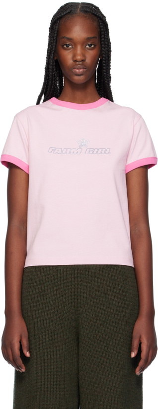 Photo: Sky High Farm Workwear Pink 'Farm Girl' Ringer T-shirt