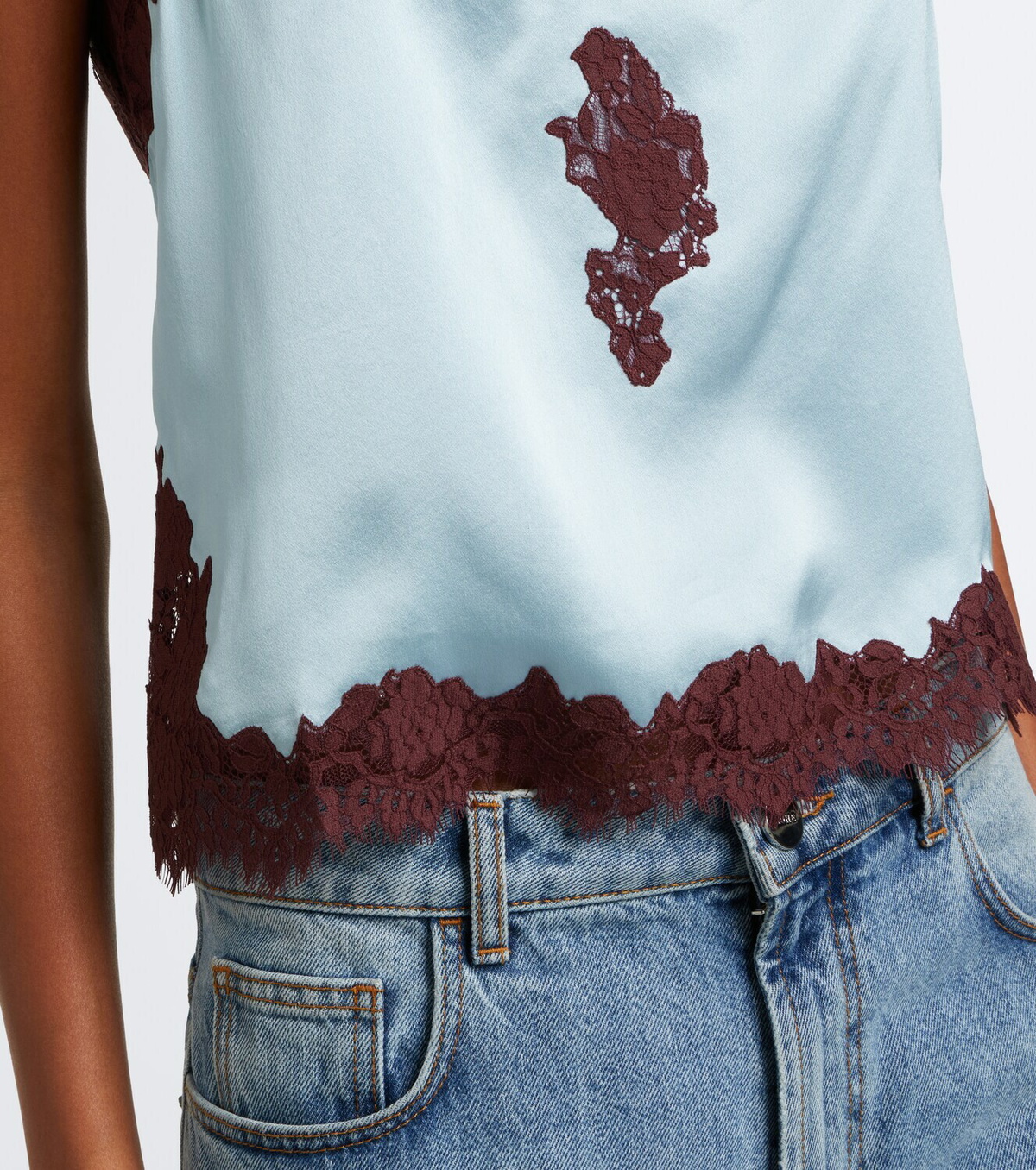 Dôen Avelaine lace-trimmed silk satin camisole