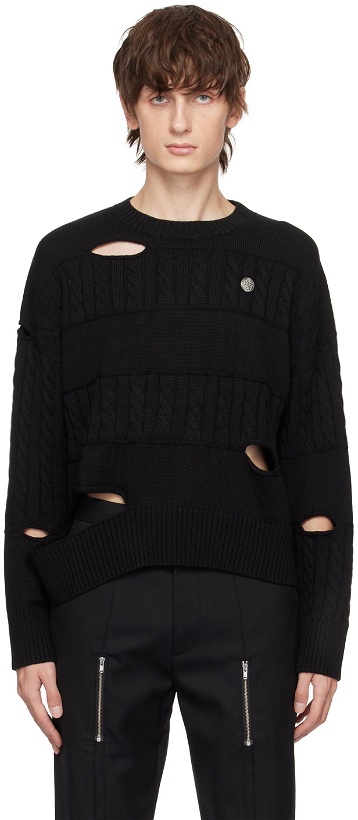 Photo: The World Is Your Oyster Black Distressed Sweater