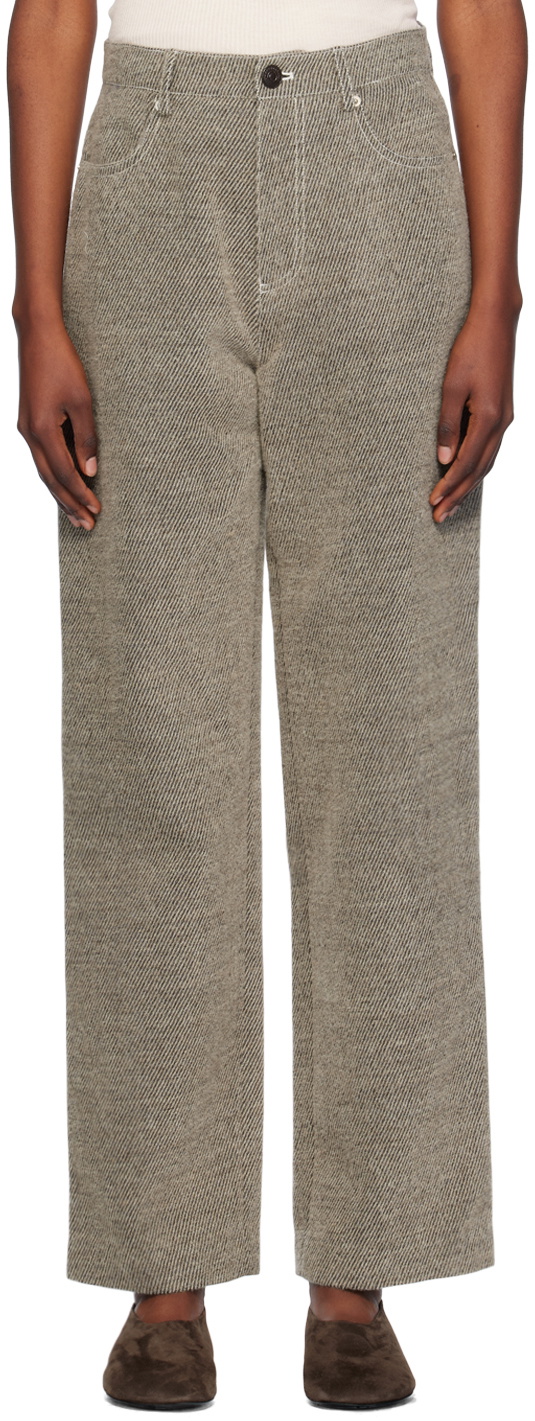UMBER POSTPAST Brown Recycled Hairy Wool Trousers