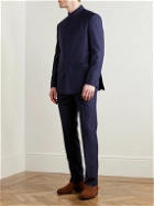 Kingsman - Argylle Slim-Fit Nehru-Collar Pinstriped Wool-Blend Suit Jacket - Blue