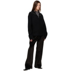 R2W Black Paulo Wool Hairy Zip-Up Sweater