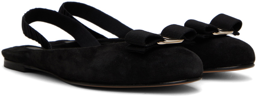 Black Vara Ballerina Flats by Ferragamo on Sale