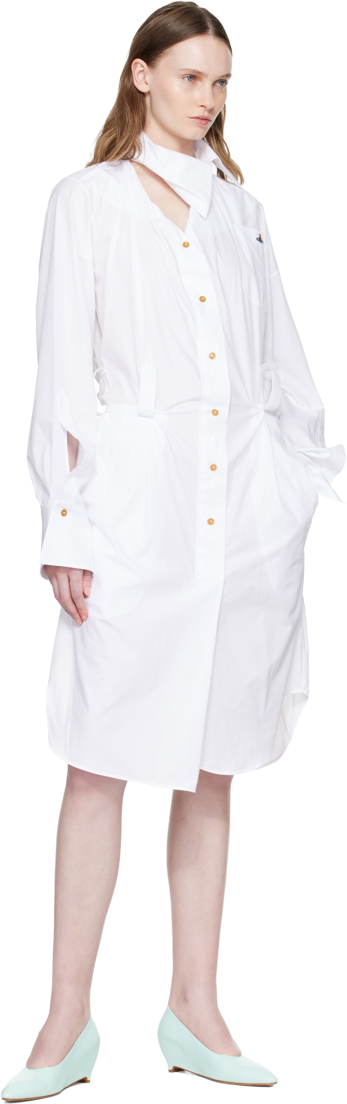 Vivienne Westwood White Drunken Shirt Midi Dress