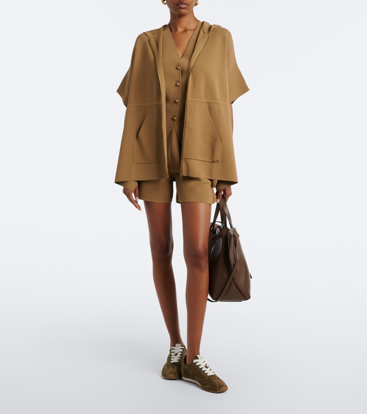 Max Mara Hooded knitted poncho