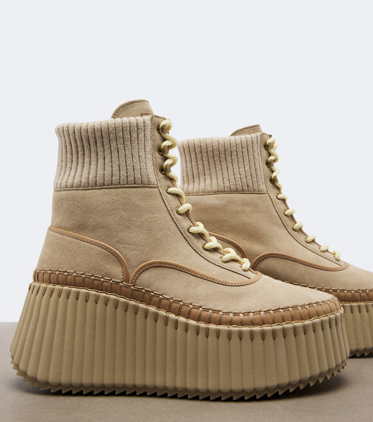 Chloé Nama suede platform lace-up boots