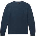 A.P.C. - Micka Logo-Embroidered Textured Cotton-Blend Sweater - Navy