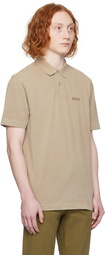 BOSS Beige Flocked Polo