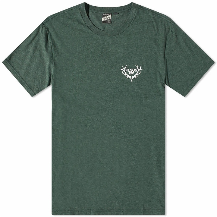Photo: Filson Men's Small Logo Buckshot T-Shirt in Dark Green
